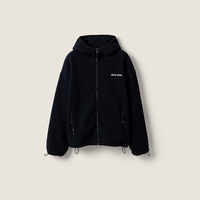 9A+ quality miu miu zip-up hooded fleece jacket